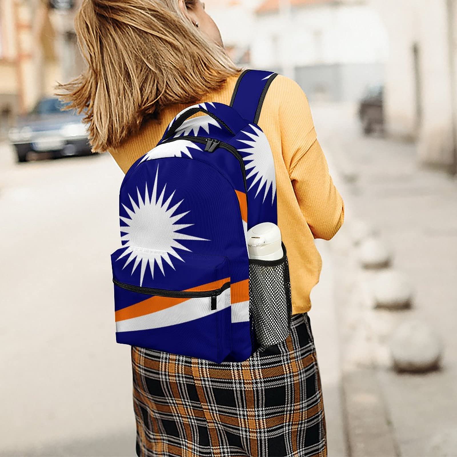 Premium Marshall Islands Flag Printed Backpack for Boys & Girls - Durable School & Camping Backpack with Padded Shoulder Straps - Perfect for Travel, Hiking & Outdoor Adventures