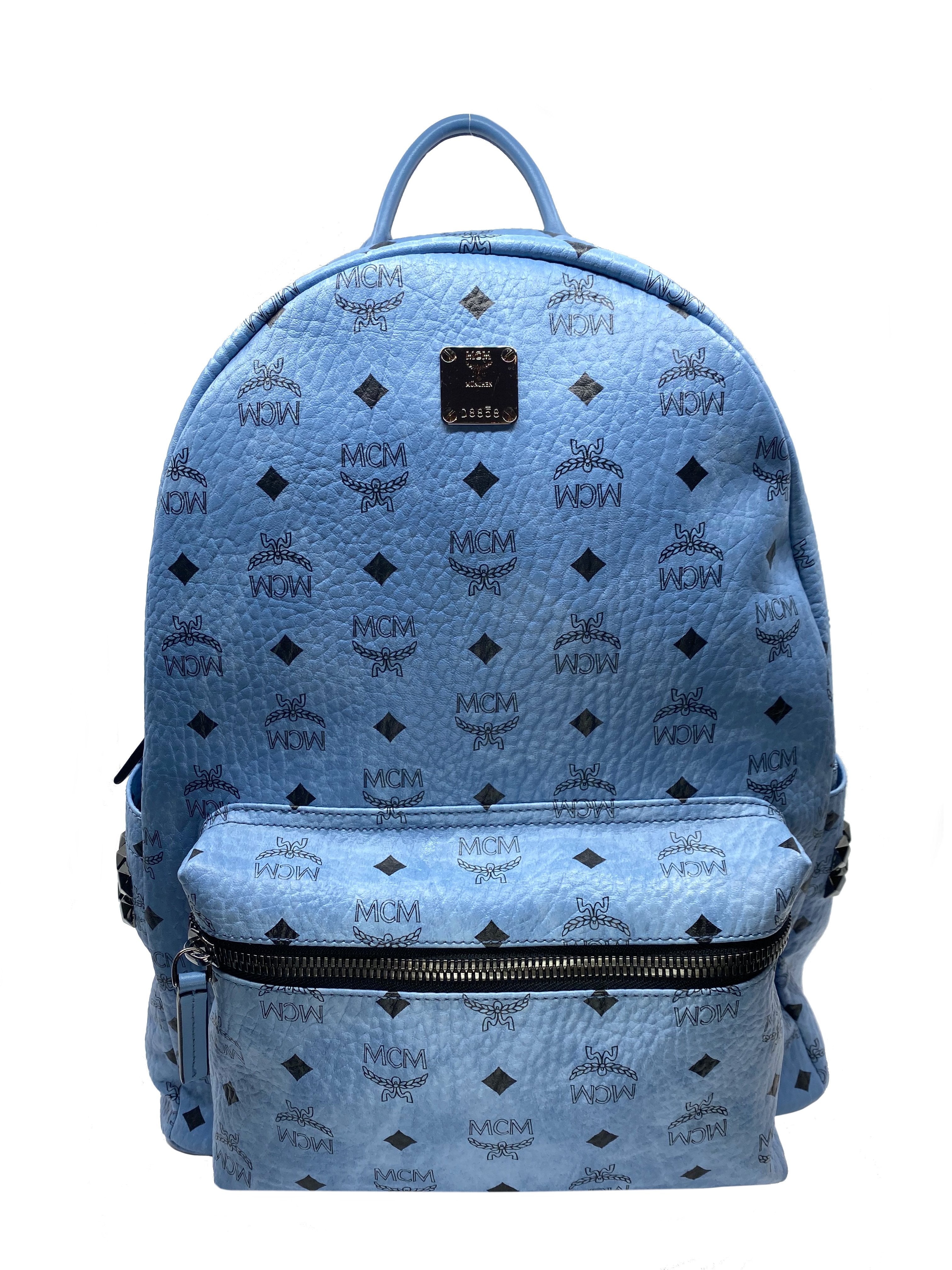 MCM Monogram Visetos Stark Large Backpack for Women & Men - Stylish Designer Laptop Backpack for Work, Travel & College - Durable Leather Shoulder Bag with Spacious Compartment