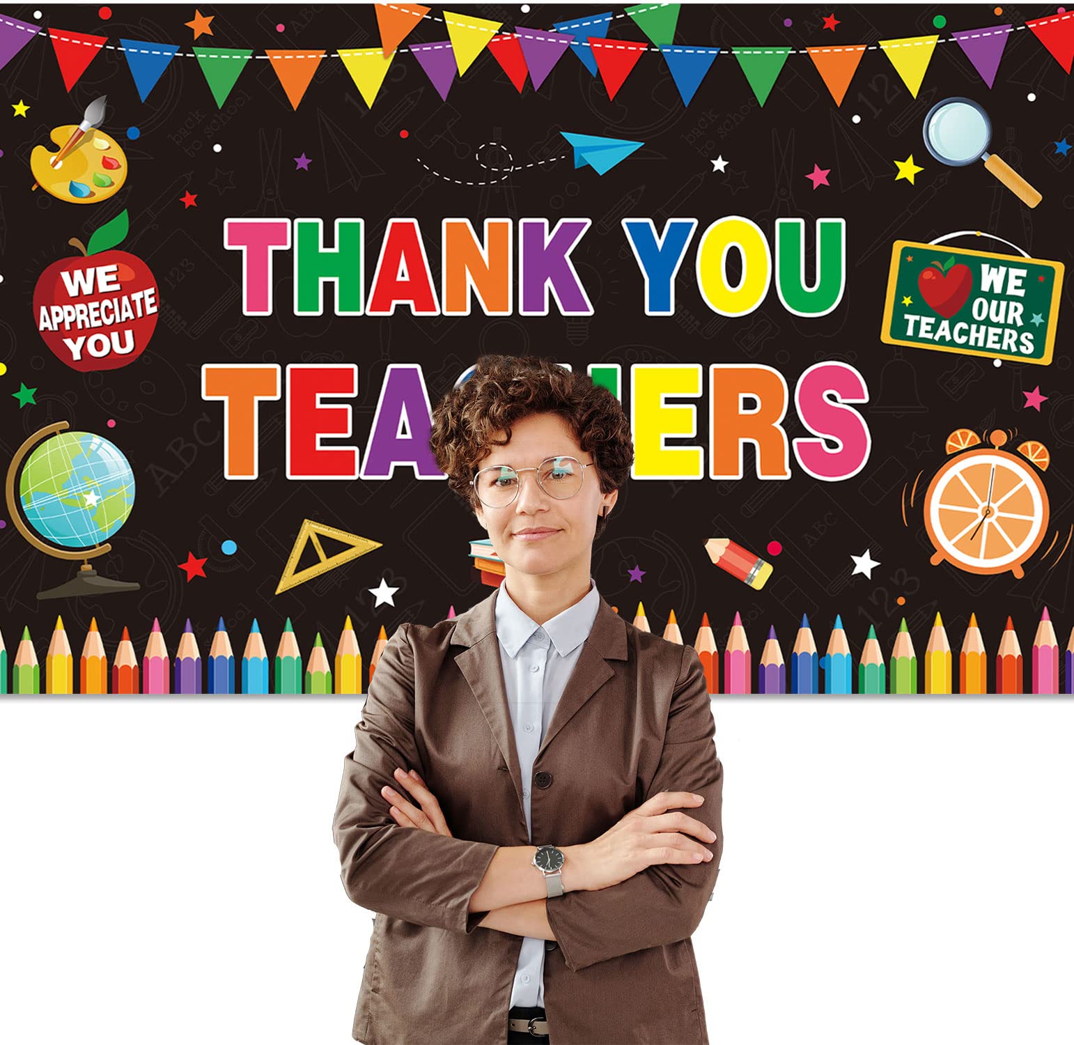 Teacher Appreciation Backdrop Banner - Classroom & Office Decor for Parties