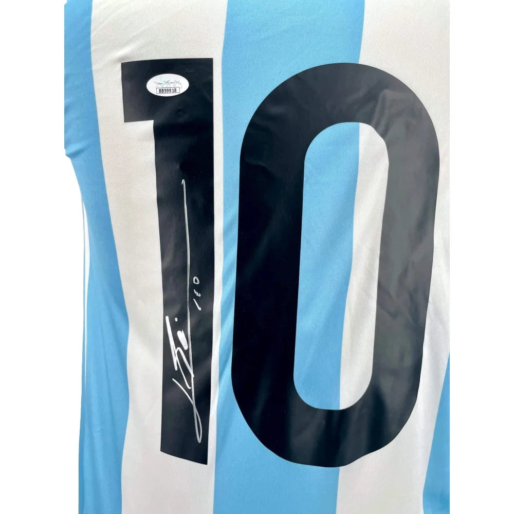 Lionel Messi Signed 2016 Argentina World Cup Home Jersey with JSA COA - Authentic Autographed Soccer Jersey for Collectors & Fans - Perfect for Display, Gifts, and Memorabilia Collections