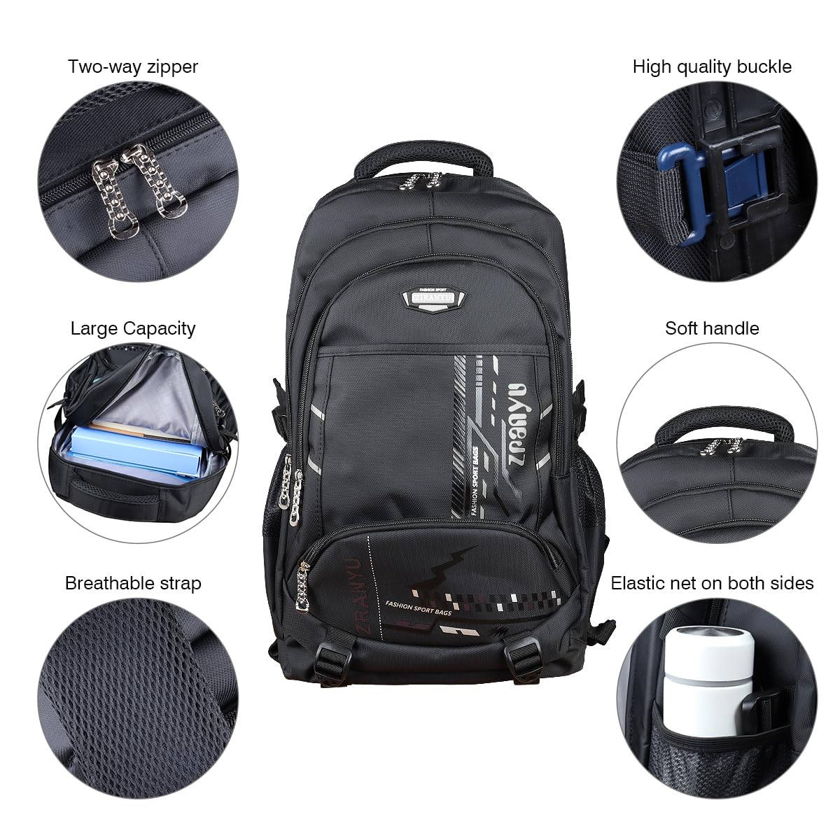 Rolling Backpack with Wheels - Durable Trolley School Bag for Boys & Girls (Black) | Perfect for Travel, School & Daily Commute