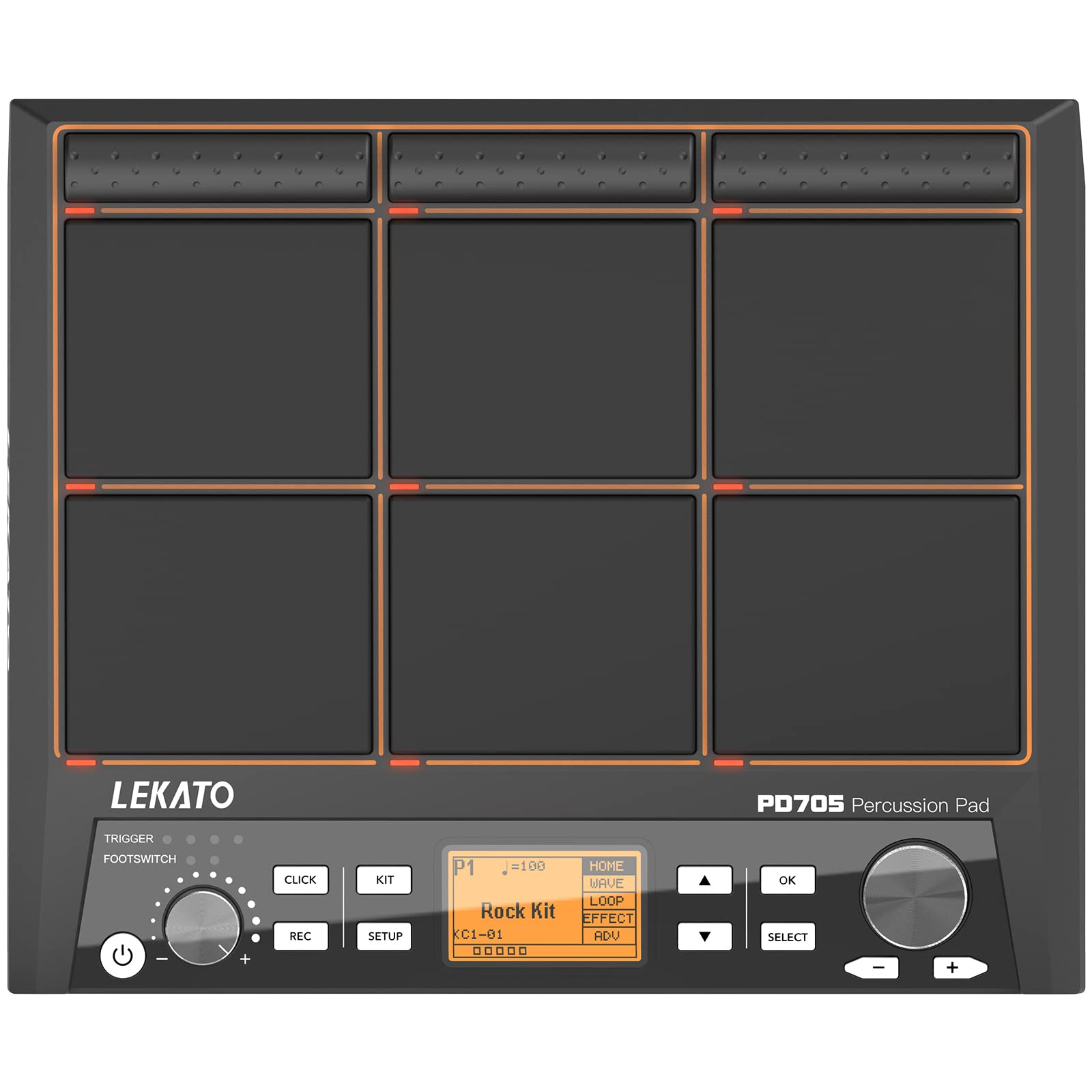 LEKATO 9-Pad Electronic Drum Pad with 592+ Sounds - Velocity-Sensitive Percussion Sample Pad with MIDI Out, USB MIDI, AUX, Looper & Metronome - Perfect for Home Studio Recording, Live Performances & Drum Practice