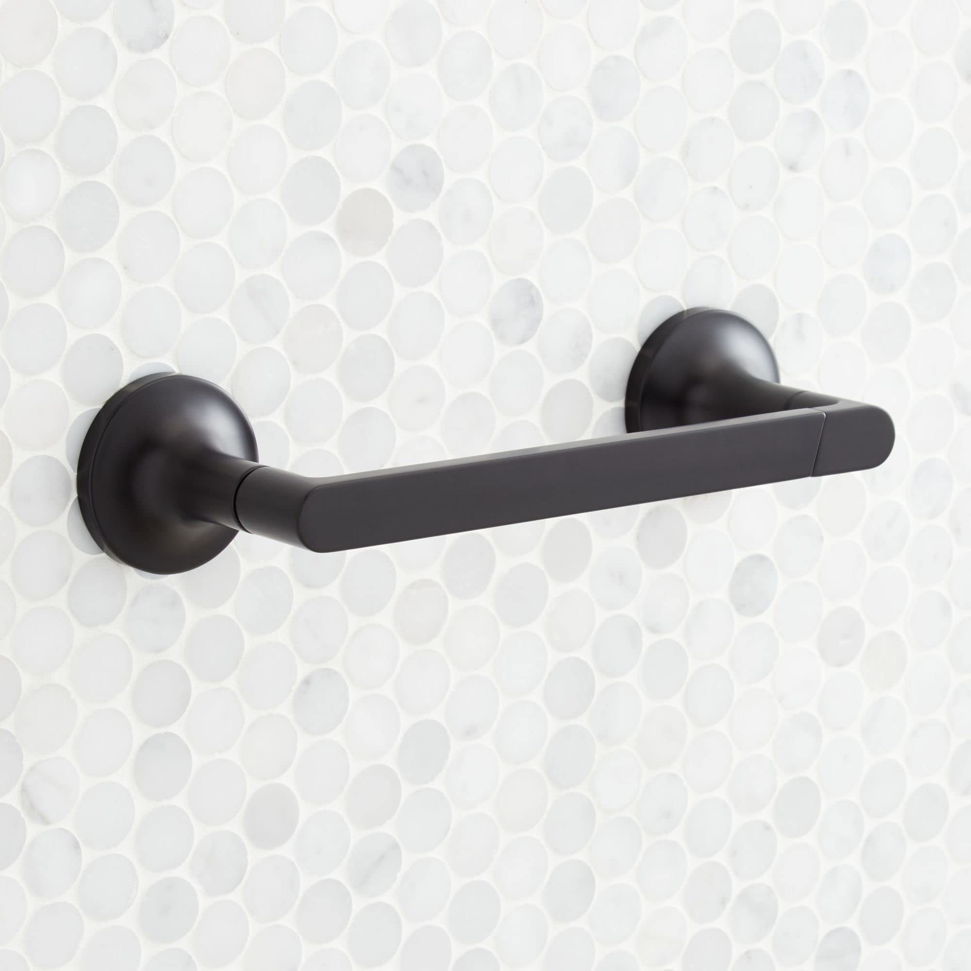 Signature Hardware 466405 Lentz Wall Mounted Pivoting Toilet Paper Holder - Matte Black - Modern Bathroom Accessory for Home & Office Use