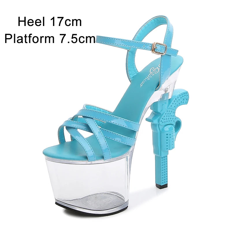 Sexy 17cm High Heel Platform Sandals for Women - Red Stiletto Wedding Shoes with Pistol Heel for Brides, Models & Evening Parties | Perfect for Prom, Runway Shows & Special Occasions