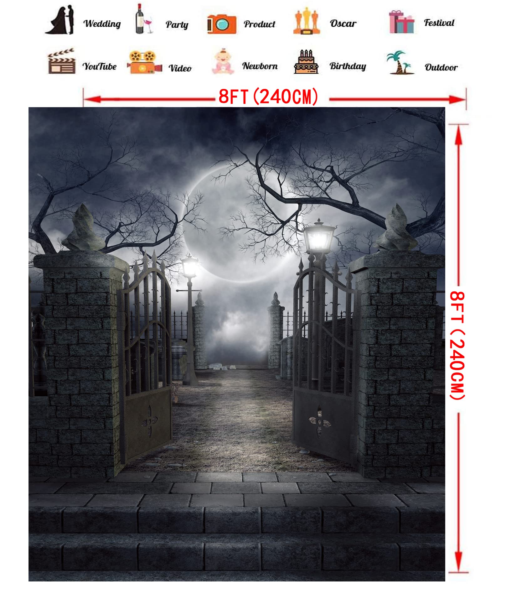 CHAIYA 8x8ft Halloween Photography Backdrop - Nightmare Before Christmas Theme with Zombie Decor for Photo Booth, Party & Home Decor | Perfect for Halloween Parties, Themed Events & Spooky Photo Shoots