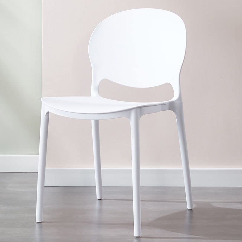 Mid Century Modern Dining Chairs - Stackable Plastic Armless Side Chairs for Kitchen, Dining Room & Living Room - White Contemporary Open Back Design - Perfect for Small Spaces, Apartments & Casual Dining (1 Piece)