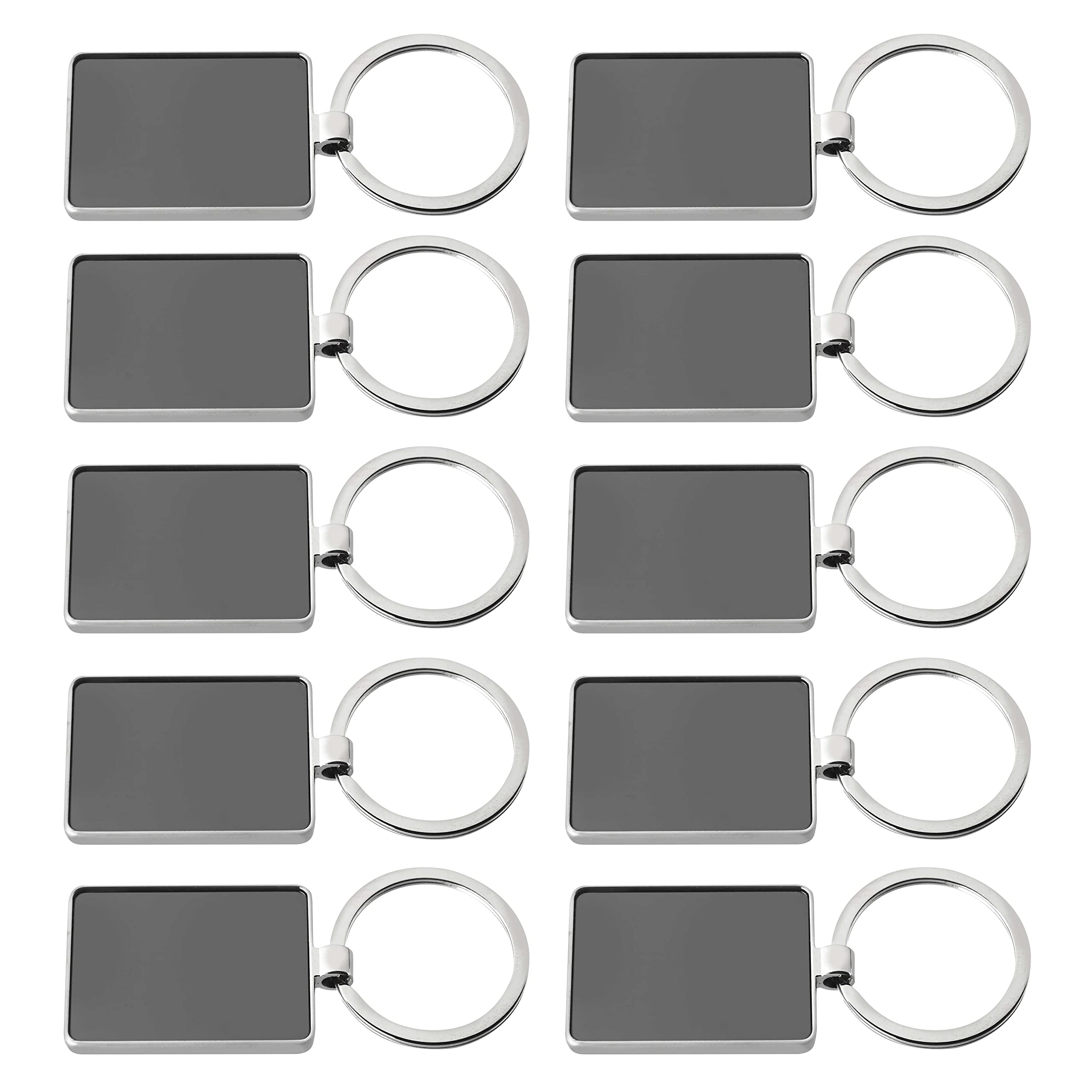 Two Tone Rectangular Metal Keychains - Durable & Stylish Accessories for Home, Office, and Travel