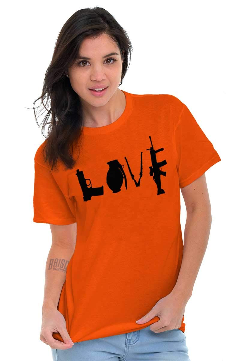 Love Pistol Rifle Arms Owner America Women's Graphic T-Shirt | Patriotic Gun Rights Tee for Shooting Range & Outdoor Activities