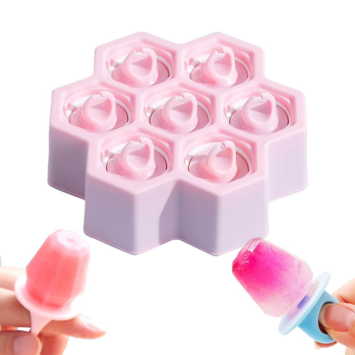 Non-Toxic Silicone Popsicle Molds Set - BPA Free Ice Pop Makers for Kids, DIY Homemade Ice Cream & Frozen Treats - Easy Release & Dishwasher Safe - Perfect for Summer Parties, Kids Snacks & Family Fun (Pink, 6-Cavity)