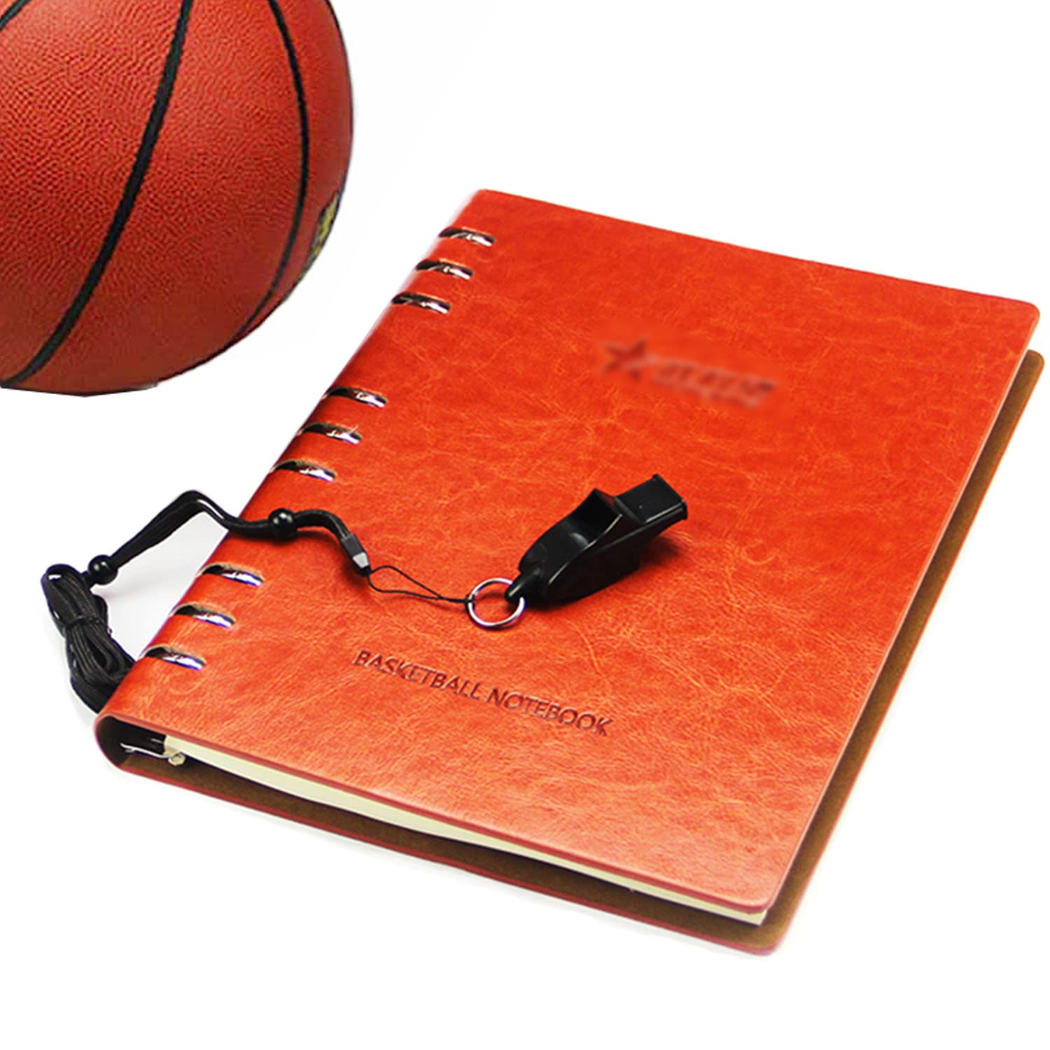 Boards Tactical Layout Notebook - PU Leather Basketball Coaching Playbook, 21 X 26.7 cm Waterproof with Whistle | Perfect for Coaches, Players & Team Strategy Sessions