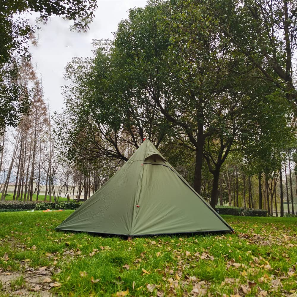 3-4 Person Tipi Hot Tent with Fire Retardant Stove Jack - Double Layer All-Weather Teepee Tent for Camping, Hiking & Backpacking | Lightweight & Easy Setup for Family & Group Outdoor Adventures