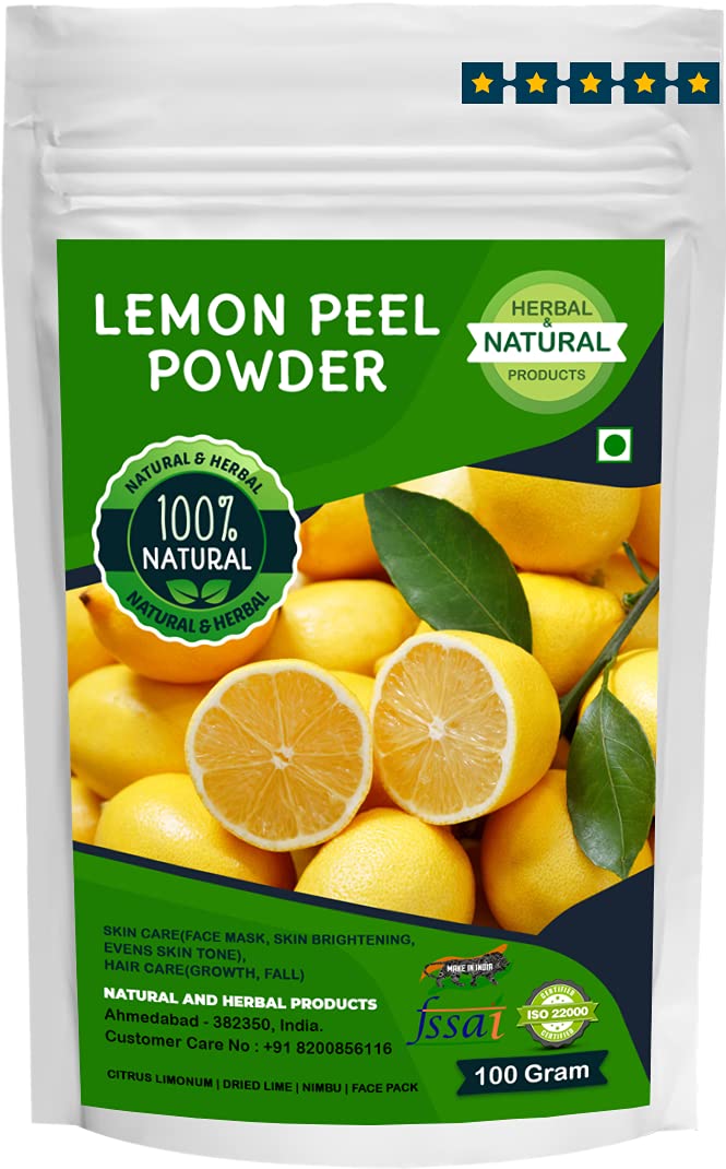 Organic Lemon Peel Powder (Citrus Limonum) - 100% Natural Dried Lime Powder for Skin & Hair Care | Brightens Skin, Evens Tone, Face Mask Ingredient | Perfect for DIY Beauty Recipes & Ayurvedic Treatments