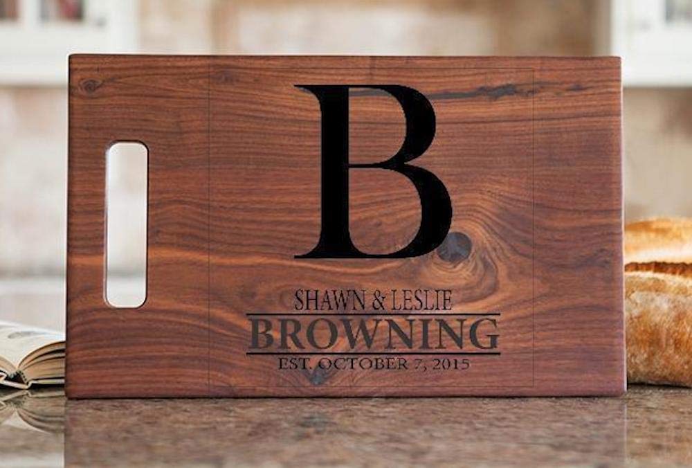 Personalized Wood Cutting Board - Custom Engraved Wedding Gift for Couples, Housewarming Gift for New Homeowners - 11