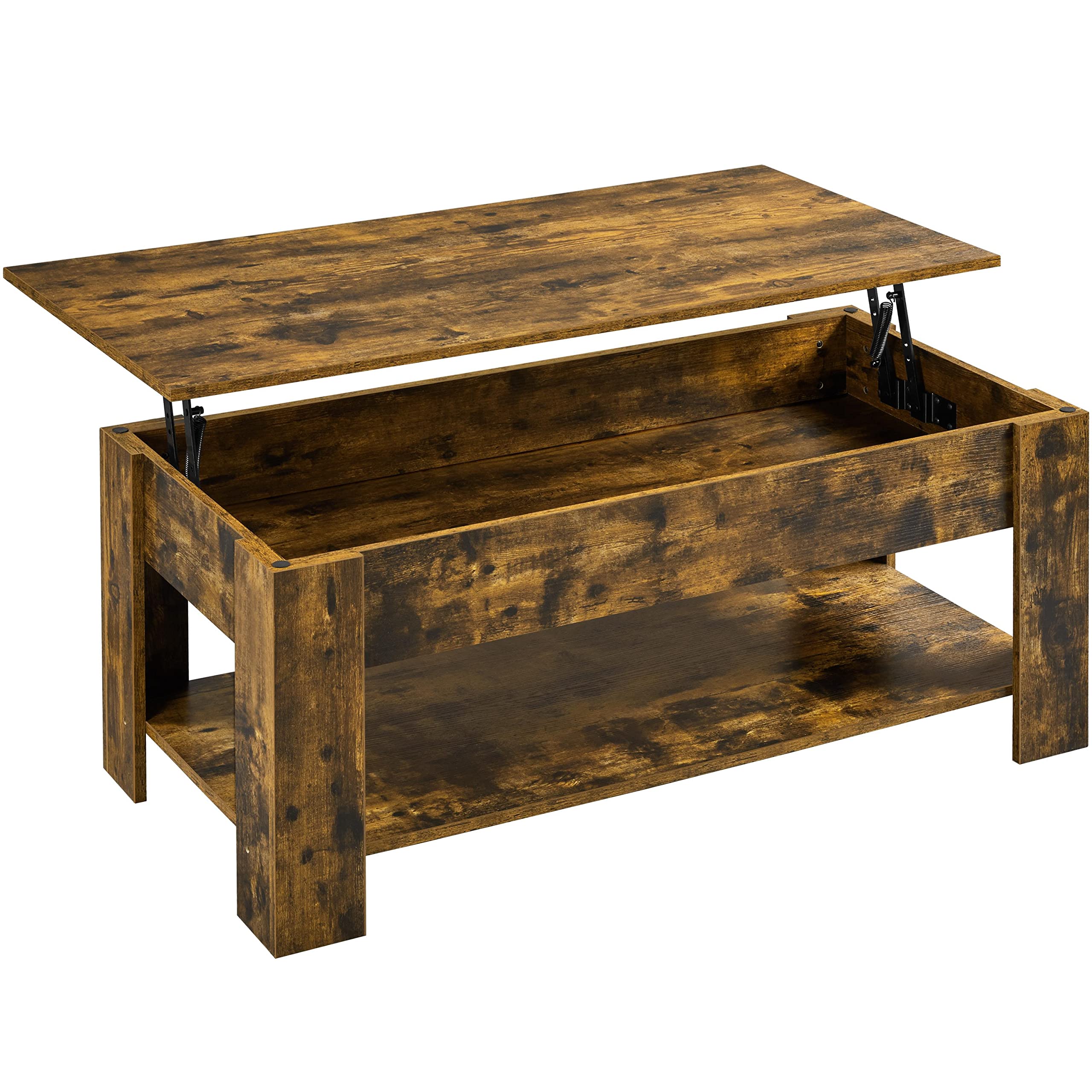 Topeakmart Lift Top Coffee Table with Hidden Storage Compartment & Adjustable Tabletop - Rustic Brown 47.5