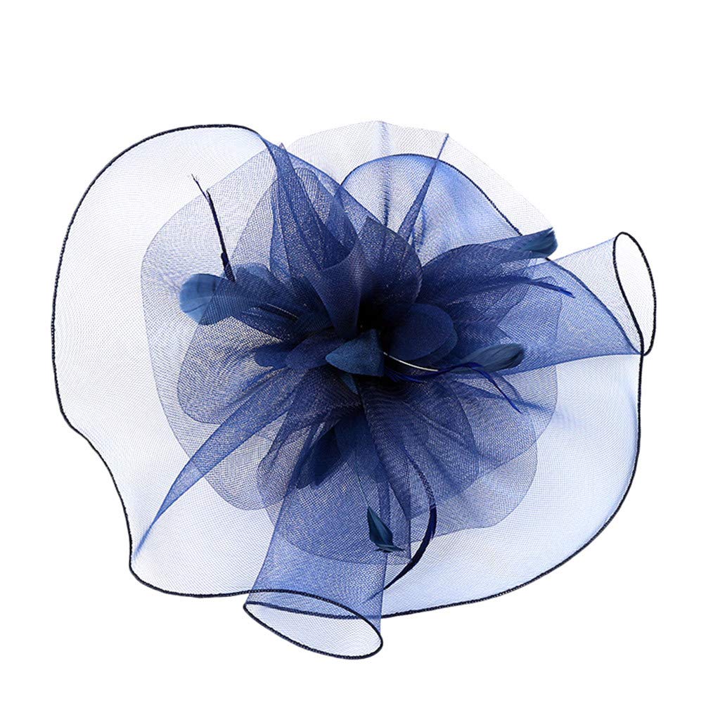 Vintage Women's Fascinator Hats with Feather & Flower - Elegant Derby Hats for Tea Party, Wedding, Bridal Shower & Special Occasions - Fashionable Headwear & Headband Accessories