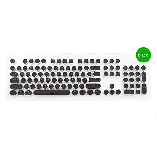 TopHGC 104 Keycap Set for Mechanical Keyboards - Retro Typewriter Punk Style Round Keycaps, Compatible with Most Backlit Keyboards (Black) | Perfect for Gaming, Typing & Custom Keyboard Builds