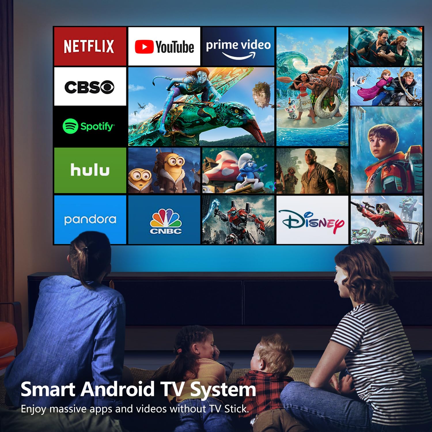VGKE Smart 4K Android TV Projector with WiFi & Bluetooth - 800 ANSI Lumens, Native 1080P, Electric Focus & Keystone - Home Theater Projector for iPhone, Fire TV Stick, HDMI, USB - Perfect for Outdoor Movies, Gaming & Presentations
