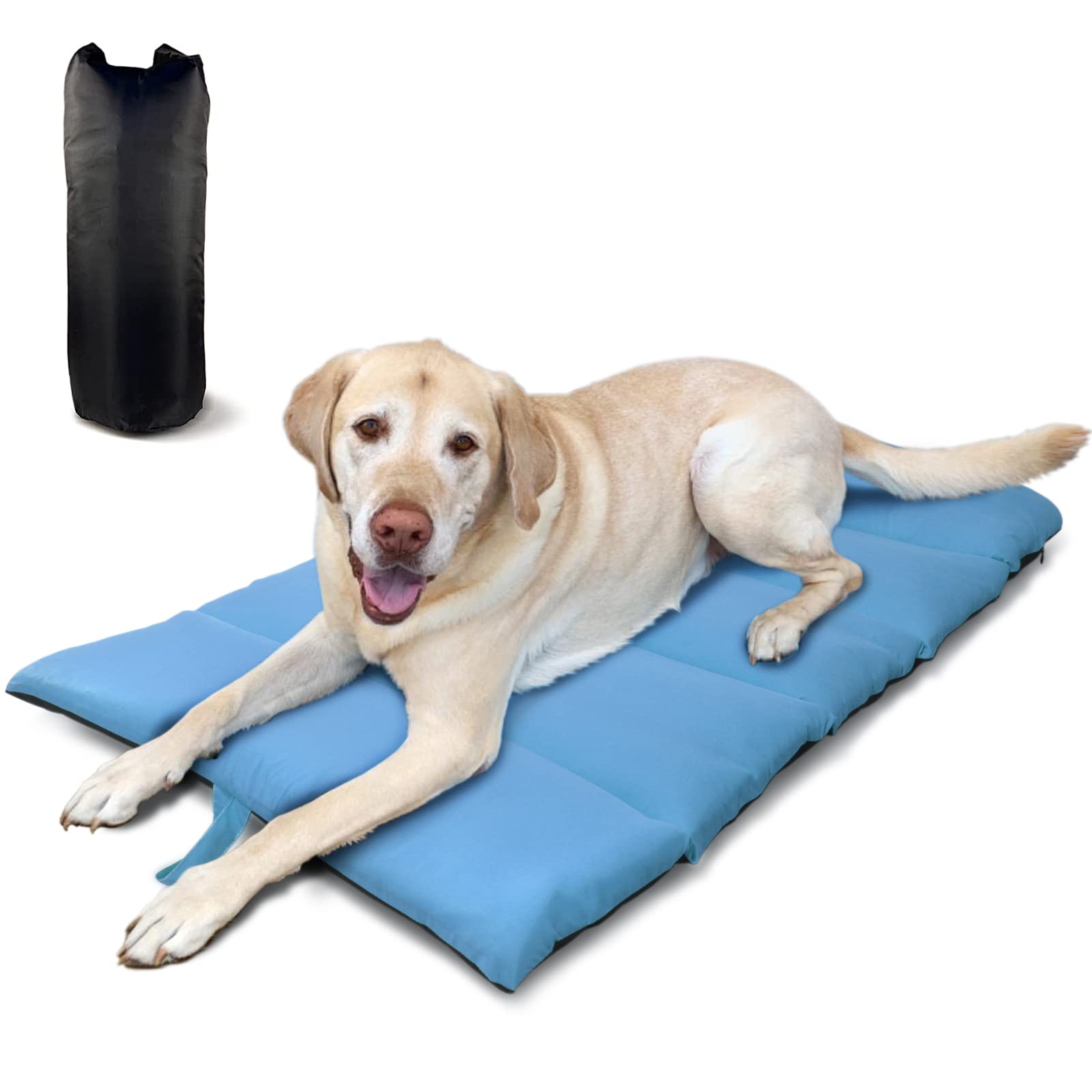 **Waterproof Outdoor Dog Bed for Medium & Large Dogs - 43”x24” Folding Pet Mat for Camping, Travel & Home Use - Durable & Chewy Dog Camping Gear**    *(Ideal for camping trips, road travel, backyard lounging, or indoor comfort – perfect for active dogs!)*