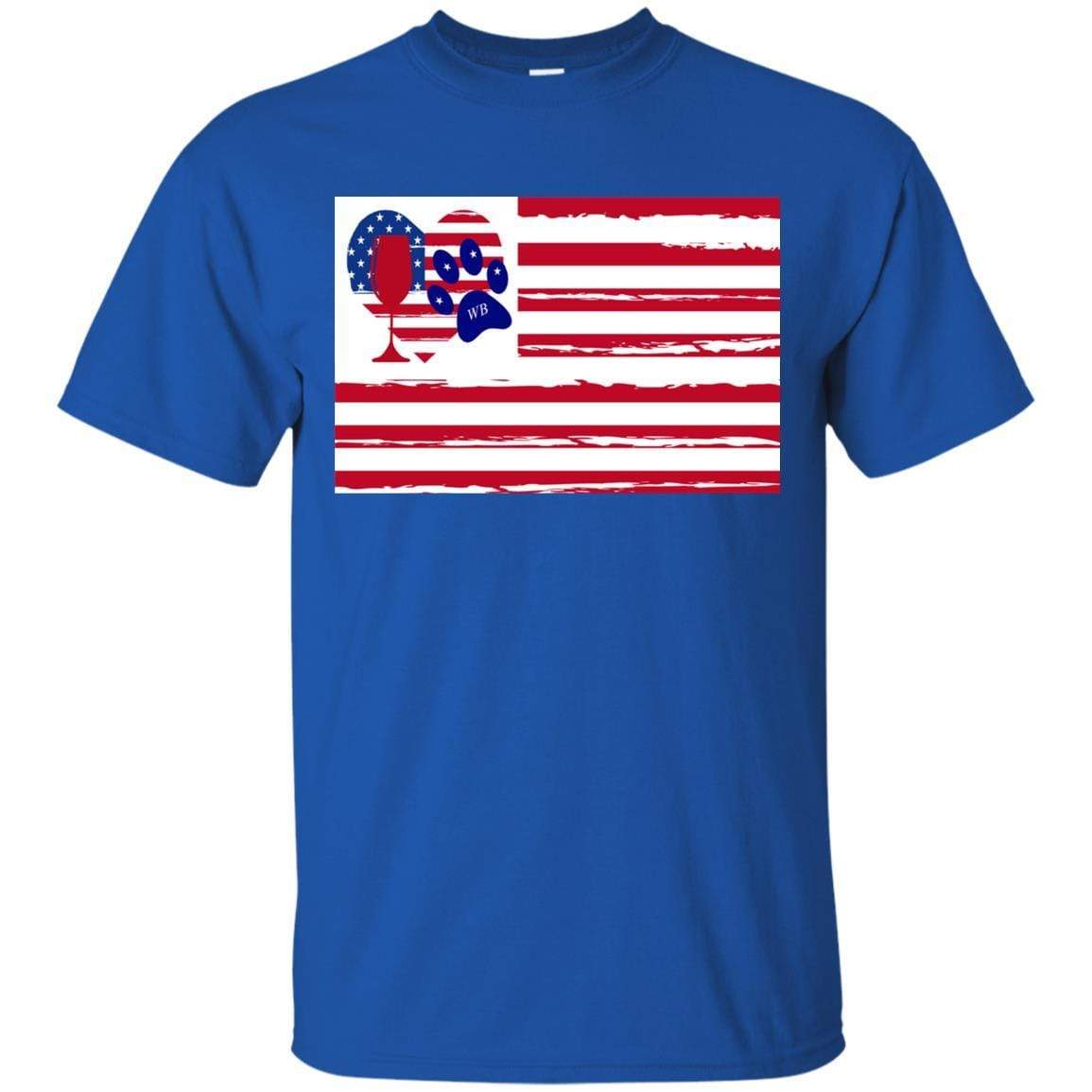 American Flag Wine Paw Heart T-Shirt - Ultra Cotton Comfort for Patriotic Pet Lovers | Perfect for 4th of July, BBQ Parties & Dog-Themed Events