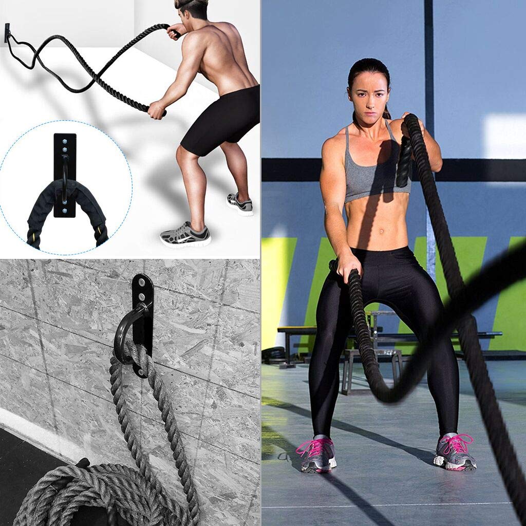 HIPIWE Heavy-Duty Battle Rope Wall & Ceiling Mount Anchor Bracket - Black Crossfit Gym Hook for Suspension Straps, Gymnastic Rings, Yoga Swings, Hammocks & Boxing Equipment - Perfect for Home Gym, Garage Workouts & Outdoor Fitness Training