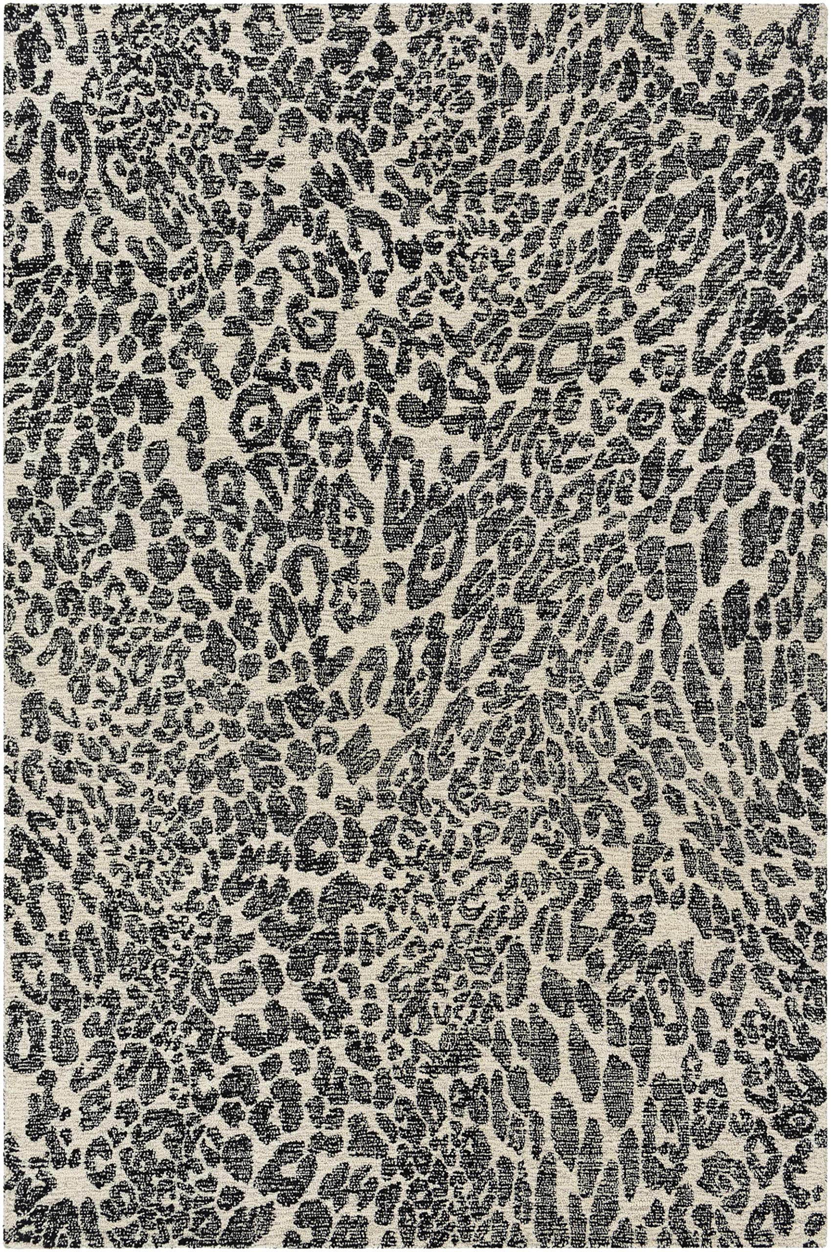 Premium Hauteloom Baggs Wool Area Rug for Living Room & Bedroom - Modern Black, Gray, Beige - Soft 2' x 3' - Perfect for Cozy Home Decor & High-Traffic Areas