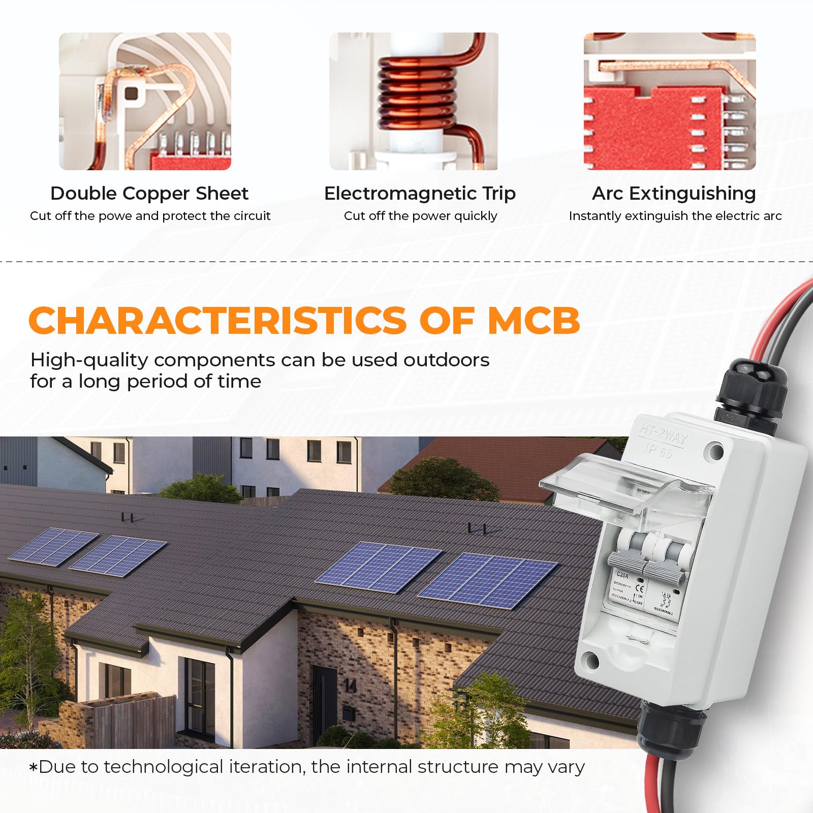 1000V 20A Solar Panel Disconnect Switch - IP65 Waterproof PV Circuit Breaker for Solar Power Systems, Home Battery & Off-Grid Applications | Outdoor Use for Solar Panels, RV & Marine Energy Storage