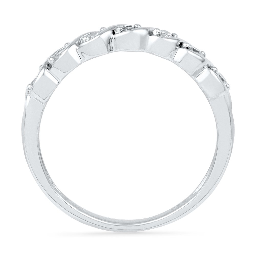 D-GOLD Sterling Silver Round Diamond Twisted Seven Stone Fashion Ring (1/6 cttw) - Elegant Jewelry for Women, Perfect Gift for Anniversary, Valentine's Day & Special Occasions