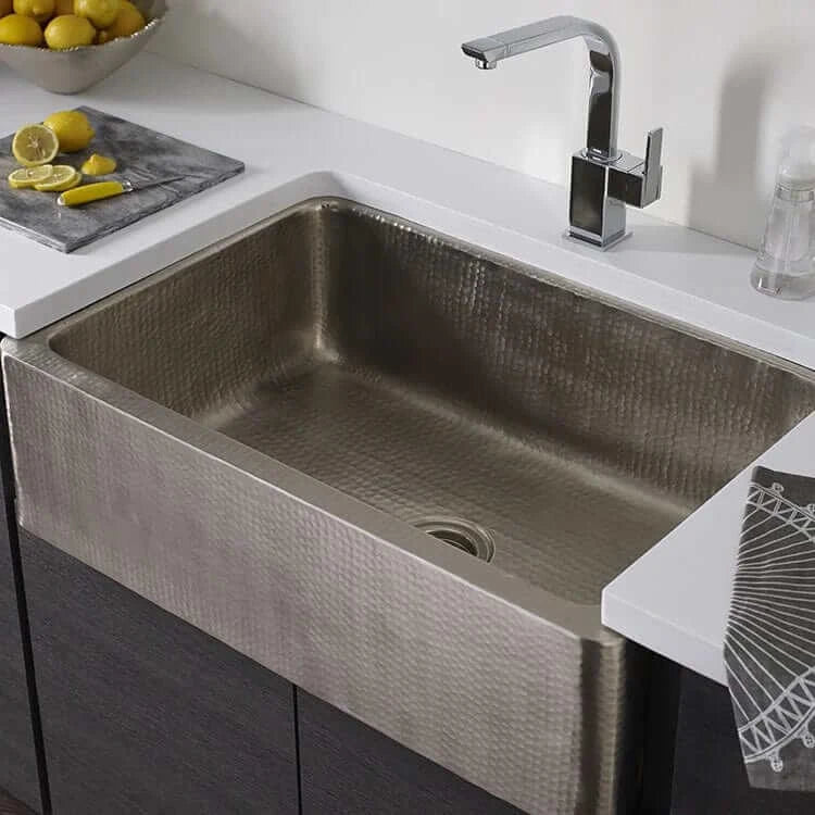 Thompson Quiroga 33-Inch Hammered Stainless Steel Farmhouse Kitchen Sink KSA 3322HSS - Perfect for Modern Farmhouse, Rustic & Country Style Kitchens