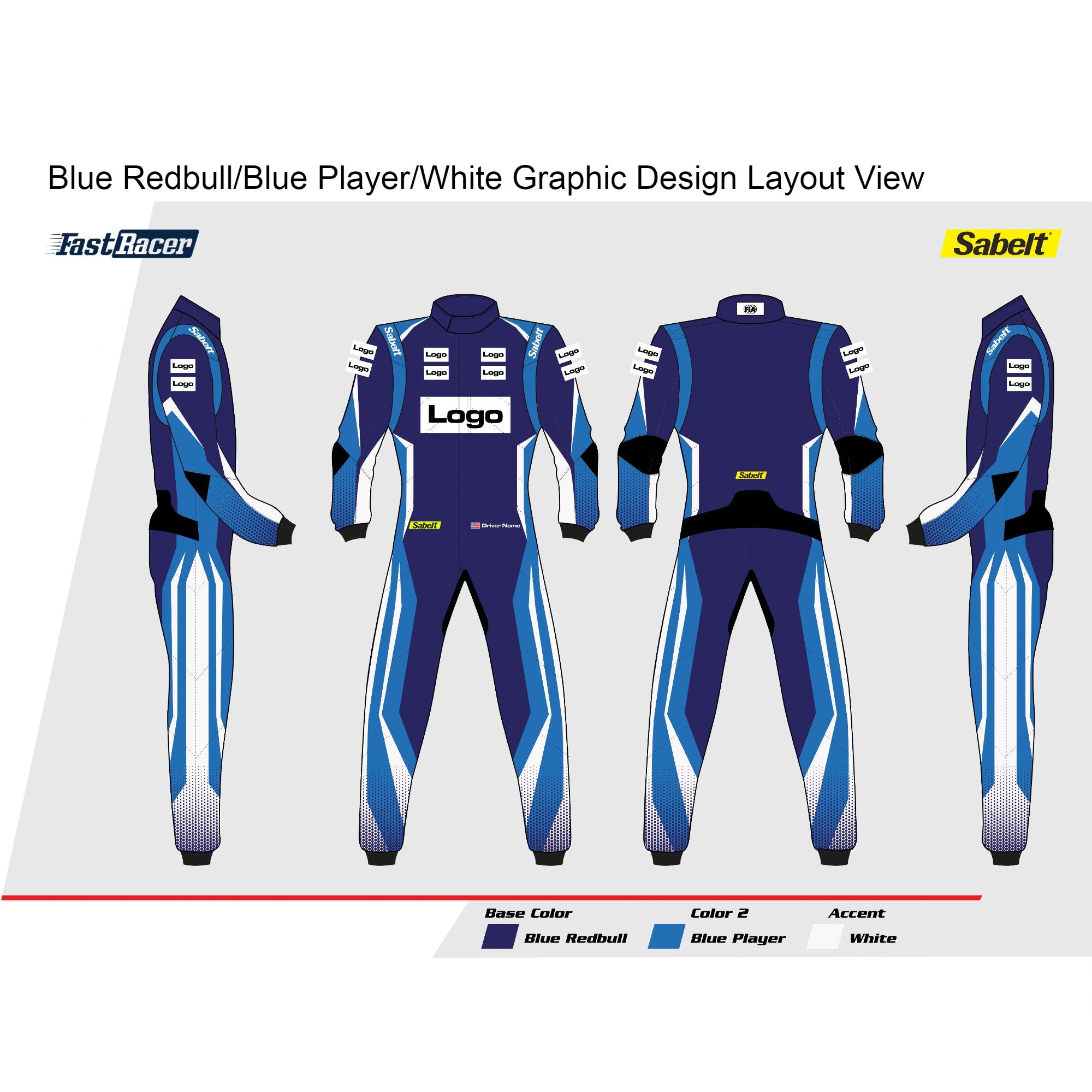 Sabelt TS 10 Sublimated Custom Racing Suit - Lightweight Fireproof Motorsport Wear for Karting & Track Days - Perfect for Professional Drivers & Racing Enthusiasts