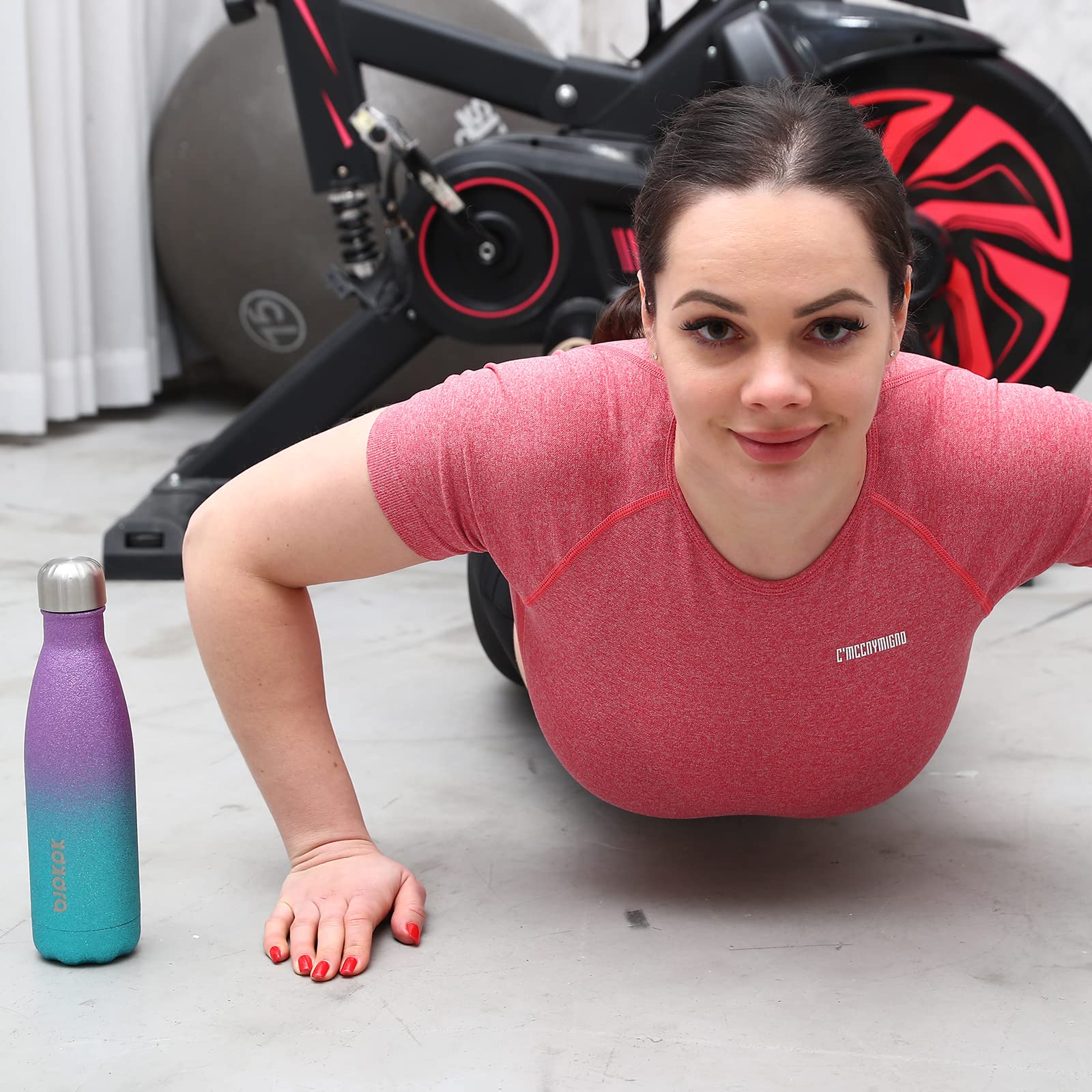 17oz Insulated Stainless Steel Water Bottle - Keeps Cold 24 Hours & Hot 12 Hours, BPA Free, Glitter Silver Pink - Perfect for Gym, Hiking, Travel & Outdoor Activities
