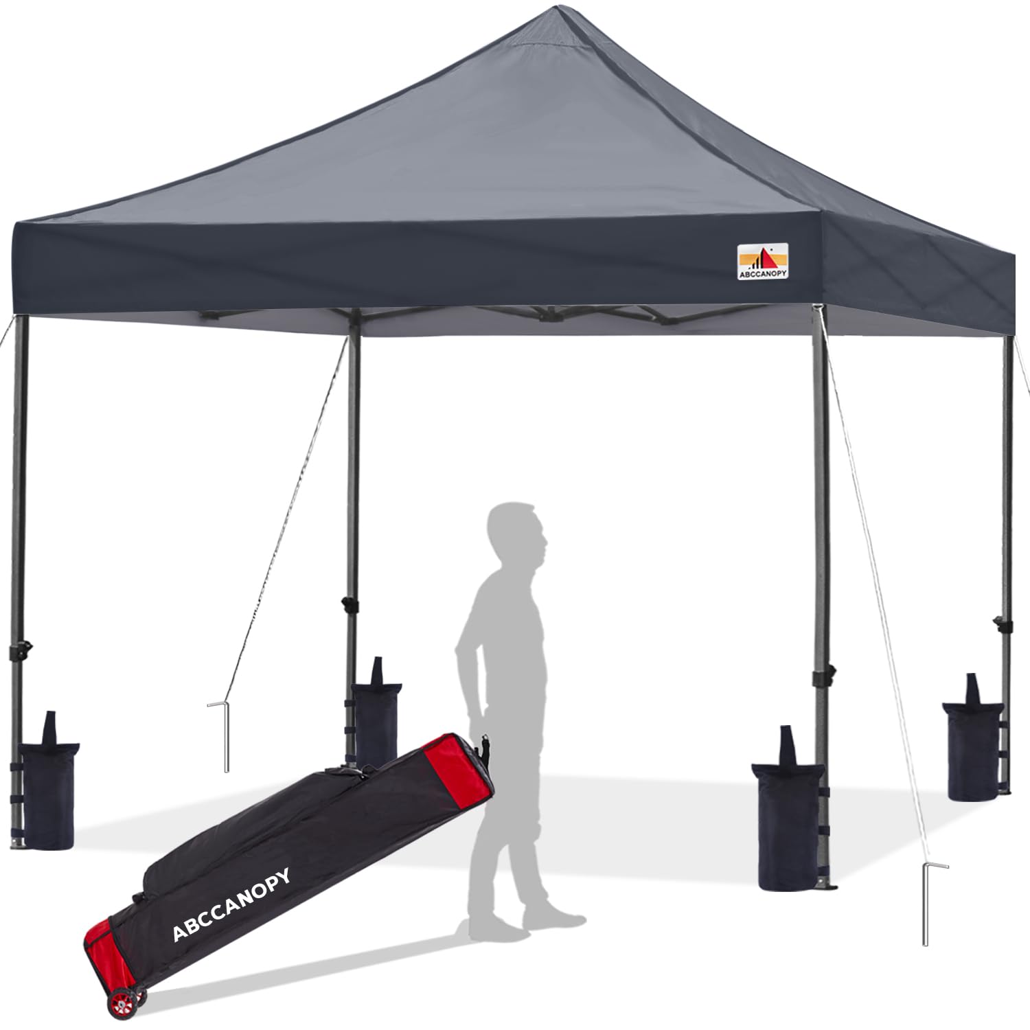 ABCCANOPY 10x10 Commercial Pop Up Canopy Tent - Heavy Duty Dark Gray Outdoor Shelter for Patio, Backyard, Camping & Events