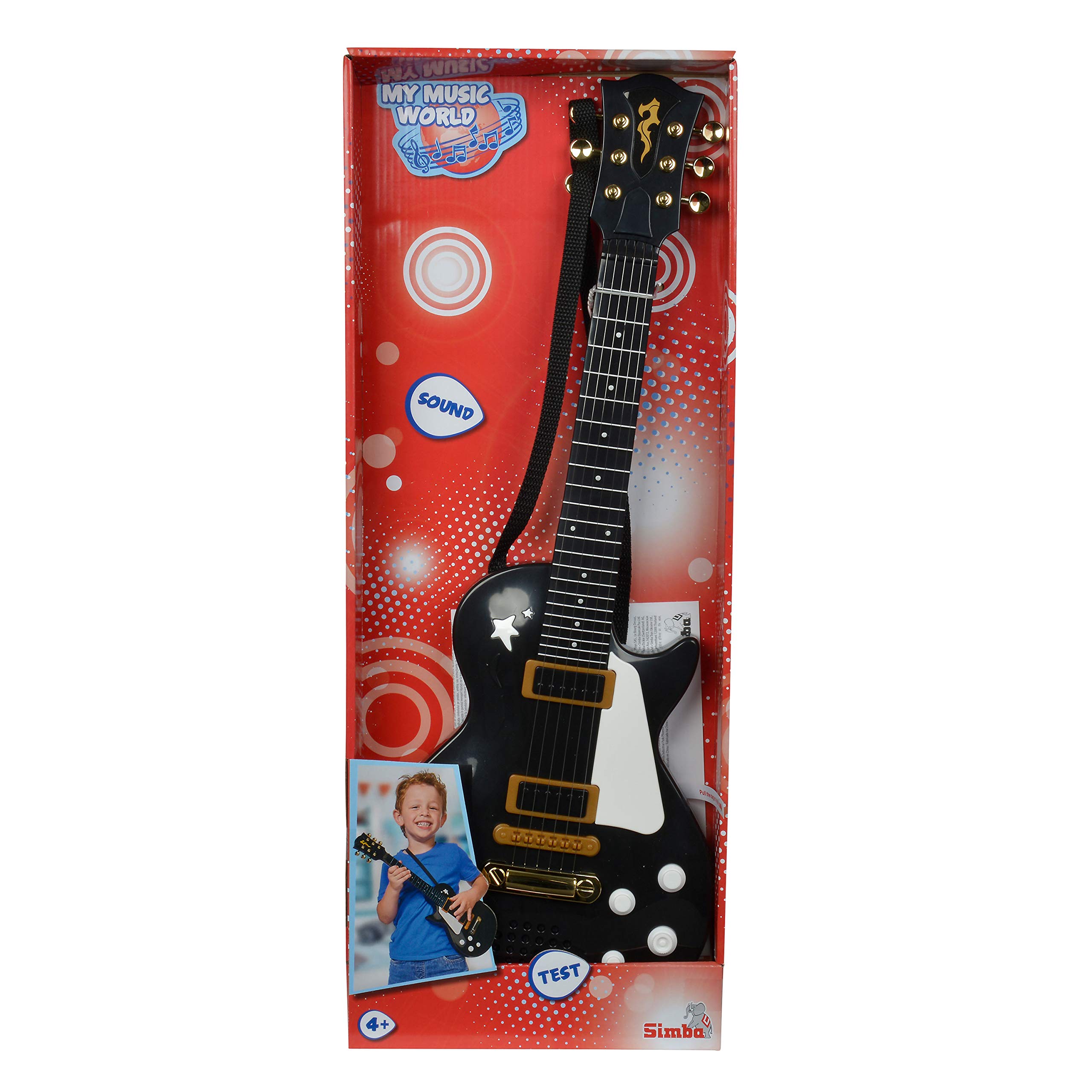 Simba Toys My Music World Rock Guitar for Kids - Black Electric Toy Guitar with Music & Lights - Perfect for Pretend Play, Birthday Gifts & Musical Learning (Ages 3+)