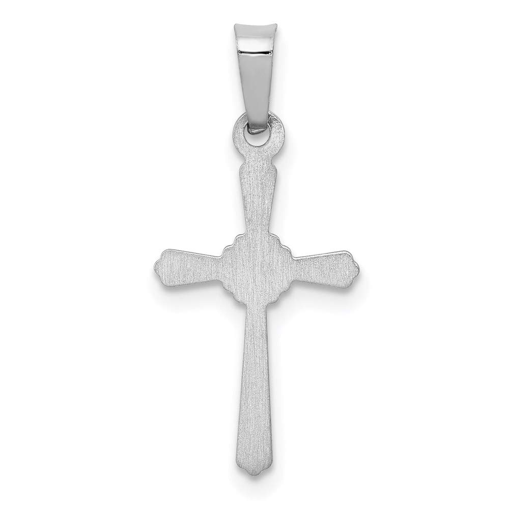 14K White Gold Polished Flower Cross Charm Pendant - 23mm x 10mm - Elegant Jewelry for Women - Perfect for Gifts, Weddings & Everyday Wear
