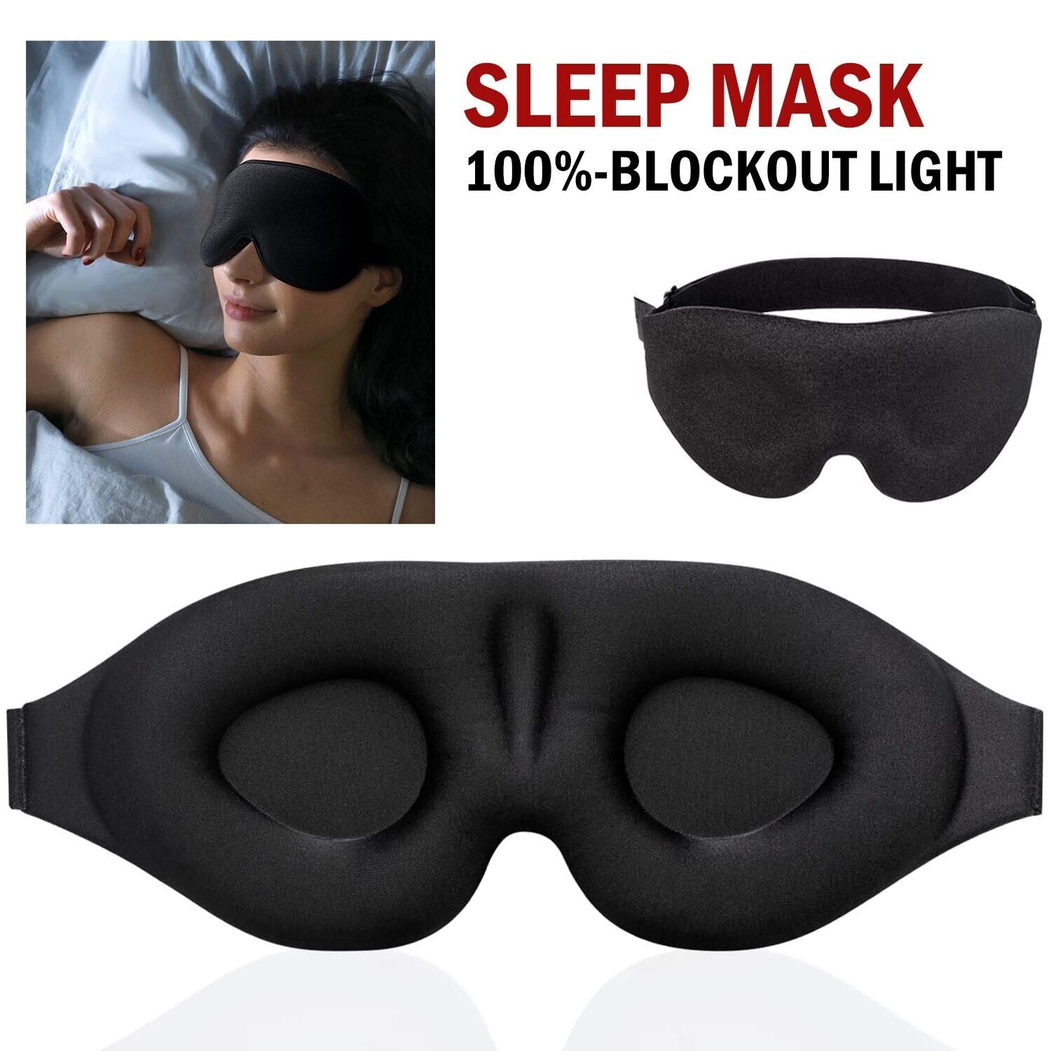 3D Sleep Mask for Men & Women - Blackout Eye Mask for Sleeping, Travel & Relaxation - Perfect for Night Shifts, Airplane Travel & Meditation