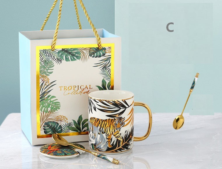 Jungle Animal Porcelain Mugs - 16oz Large Capacity Ceramic Coffee Cups with Gift Box, Creative Office Mugs for Tea, Coffee & Hot Chocolate - Perfect for Home, Office & Gifts