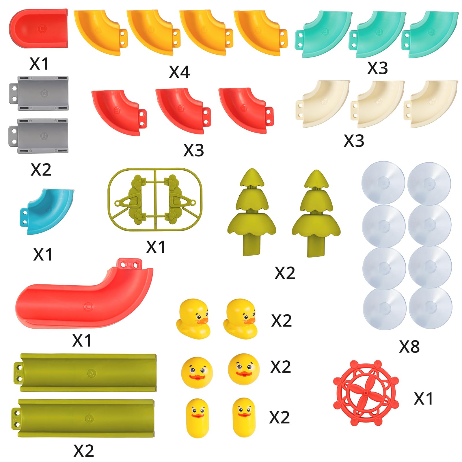 38 PCS Duck Slide Bath Toys for Kids Ages 3-8, DIY Building Kit for Toddlers, Fun Bathtub Time & Pool Play Educational Toys - Perfect Birthday Gift for Boys & Girls