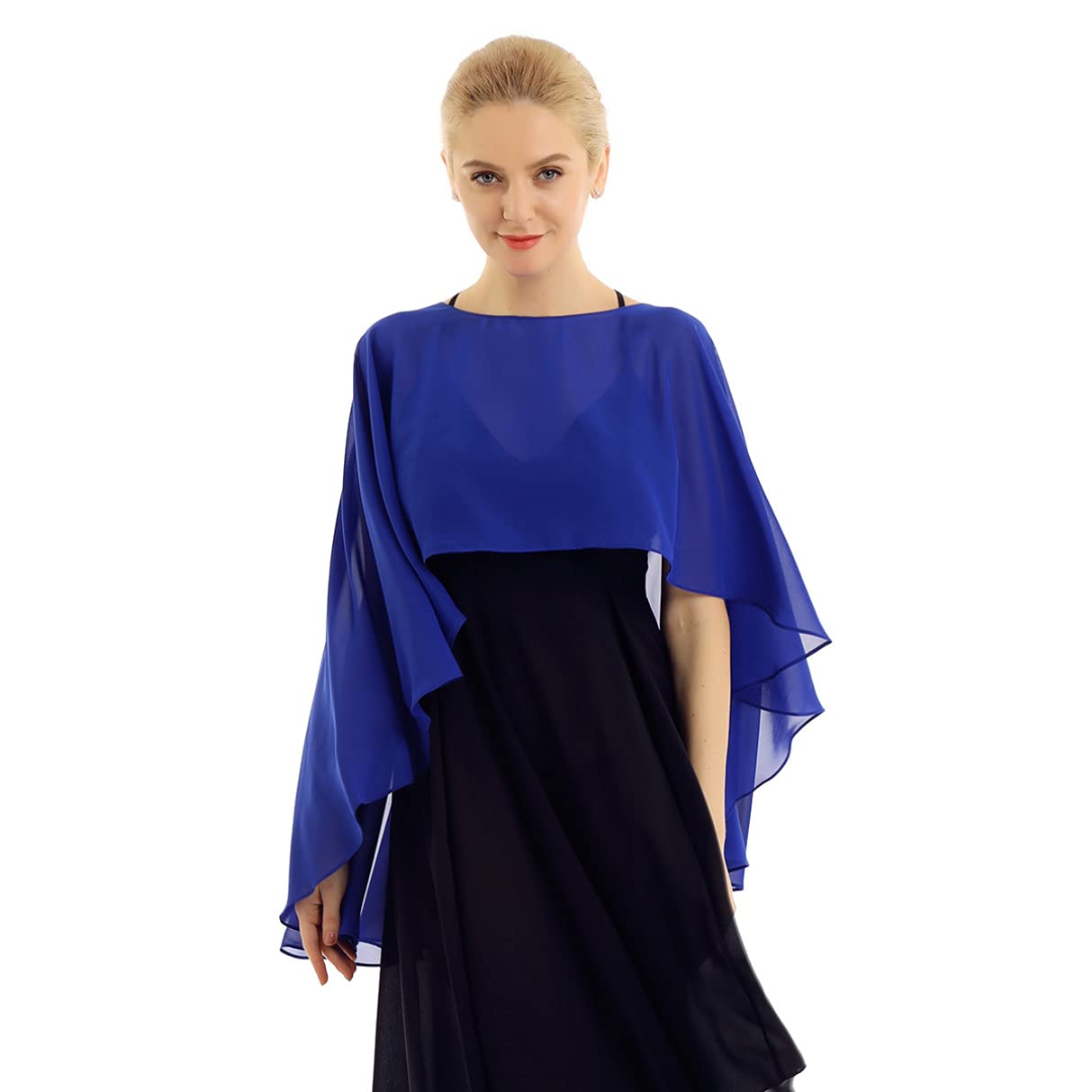 Elegant Chiffon High-Low Shawl Wrap for Women - Perfect for Evening Dresses, Weddings & Parties | Lightweight Cape Shrug for Formal Events & Special Occasions