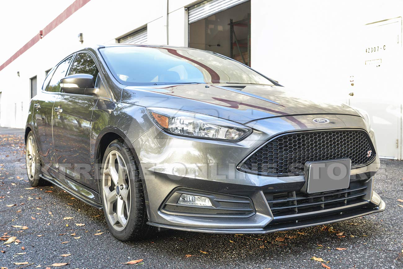 Carbon Fiber Front Bumper Lip Splitter for 2015-2018 Ford Focus ST MK3.5 | Replacement & Add-On Bottom Line | Enhance Sporty Look & Aerodynamics | Perfect for Car Enthusiasts & Street Racing