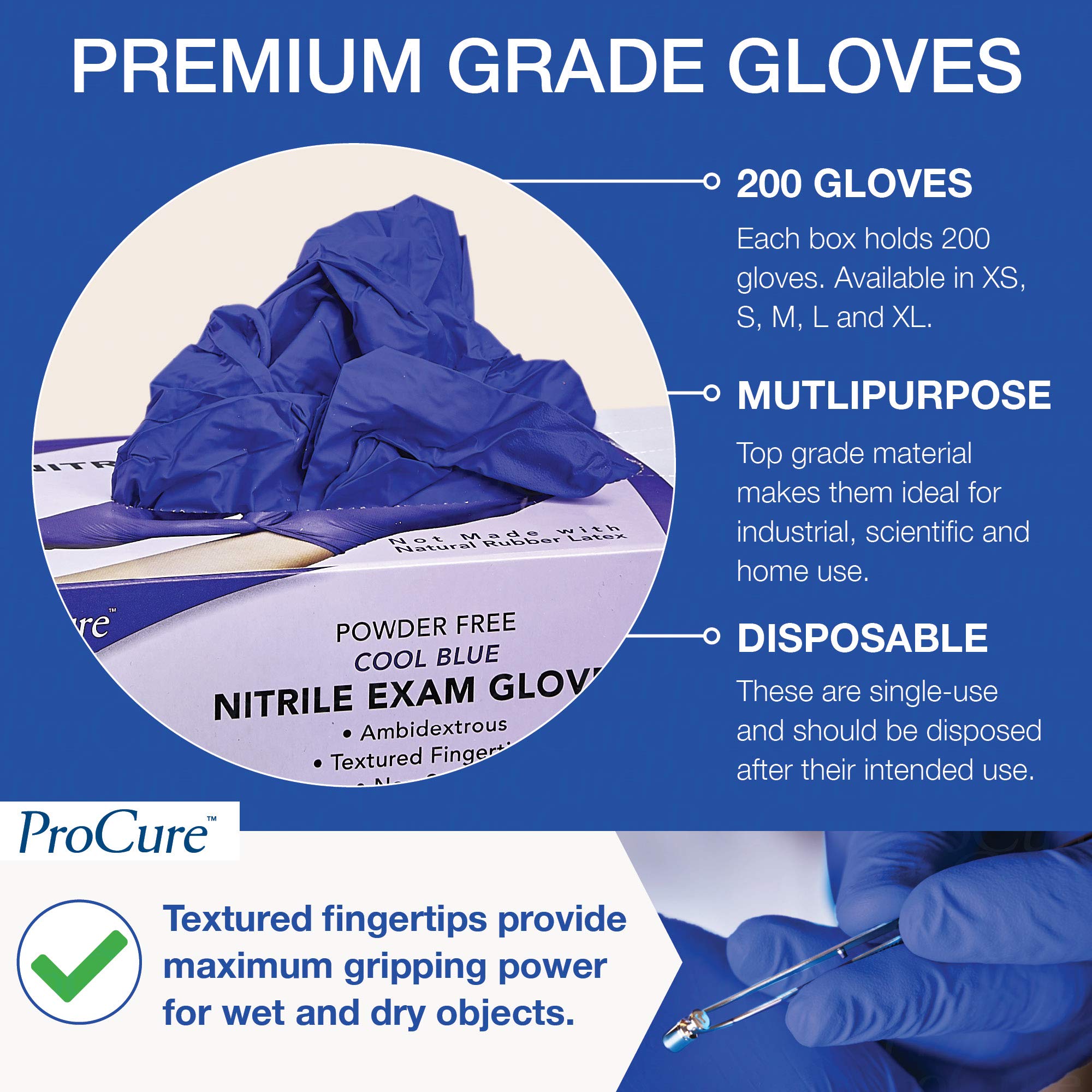 Disposable Nitrile Gloves - 2,000 Pack Case, Powder-Free & Latex-Free, Medical Exam & Cleaning Gloves for Healthcare, Food Service & Home Use