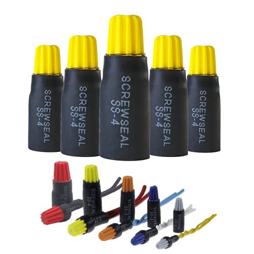 GIANTLOK Waterproof Wire Connectors - 20pcs SS4 Yellow Wire Nuts for 18-10 AWG, Extra Safe Electrical Connectors for Outdoor Use - Ideal for Sprinkler Systems, Landscape Lighting & Weatherproof Wiring Projects
