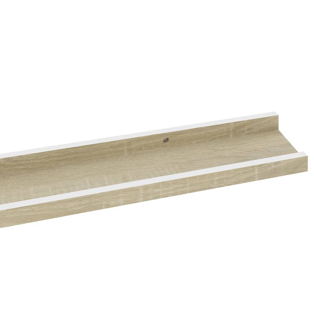 2 Pack White & Sonoma Oak Floating Wall Shelves - 39.4