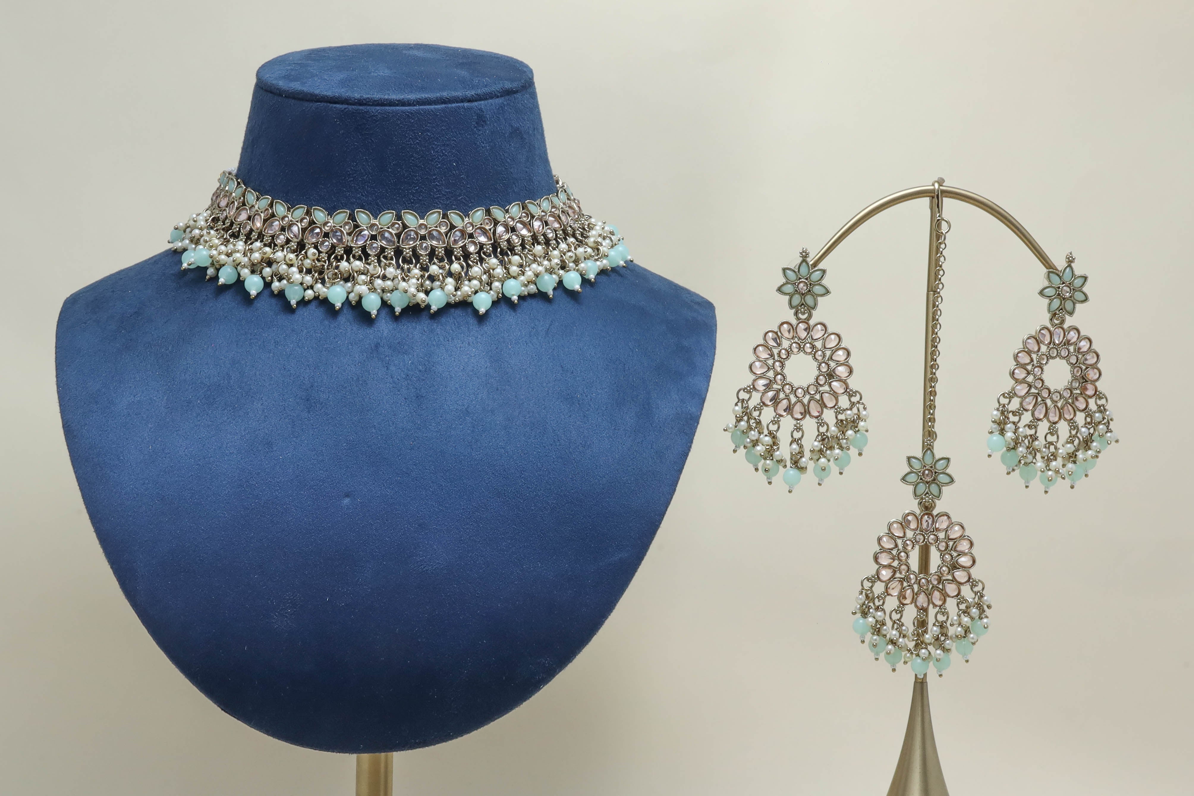 ARADHYA POLKI Full Set Jewelry - Exquisite Indian Bridal Necklace Set for Weddings & Special Occasions