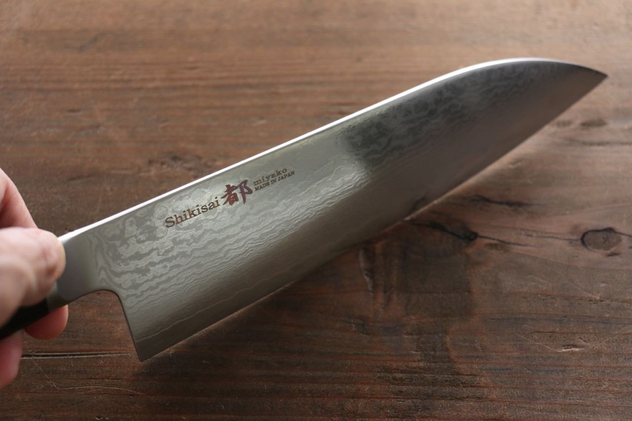 Premium Miyako AUS8 33-Layer Damascus Santoku Knife 180mm - Japanese Kitchen Knife for Professional Chefs & Home Cooking - Perfect for Slicing, Dicing & Mincing Vegetables, Meat & Fish