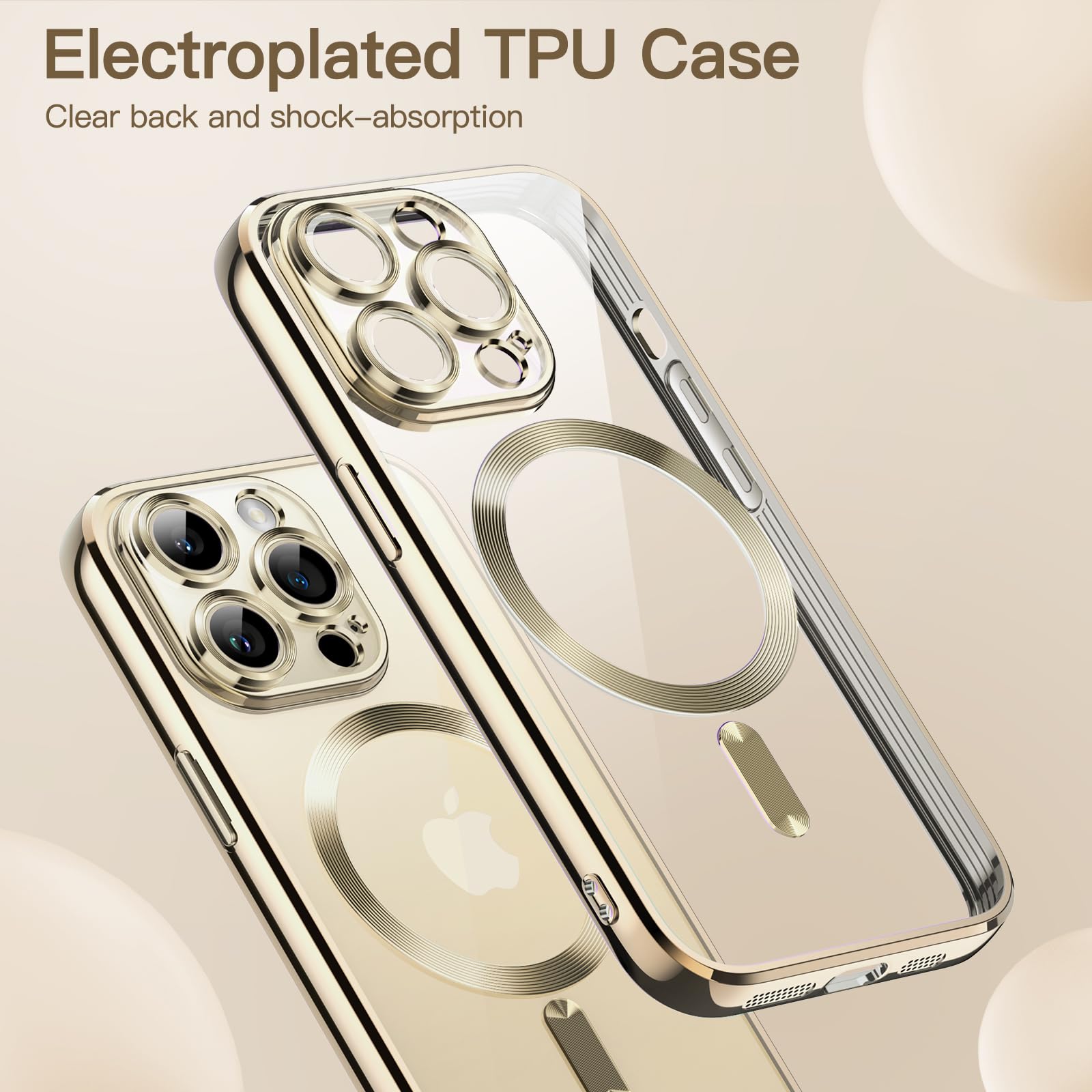 JETech Soft Clear Case for iPhone 13 Pro 6.1-Inch | Shockproof TPU Phone Cover with Full Camera Protection & MagSafe Wireless Charging | Gold Electroplated Design | Perfect for Everyday Use, Travel & Outdoor Activities