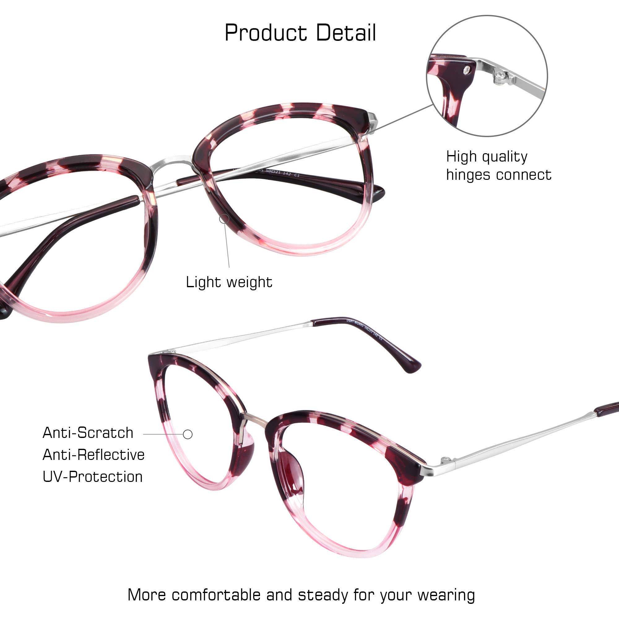 VisionGlobal Blue Light Blocking Glasses for Women & Men - Anti Eyestrain Computer Glasses with Stylish Oval Frame - Reduce Digital Eye Strain for Work, Gaming & Screen Time