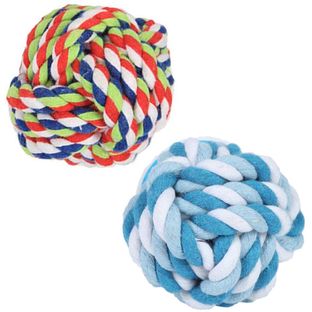 Durable 2-Pack Dog Rope Ball Toys for Medium & Small Breeds - Tough Chew Rope Knot Balls for Puppies, Teething Relief & Interactive Play - Perfect for Tug-of-War, Training & Boredom Busters