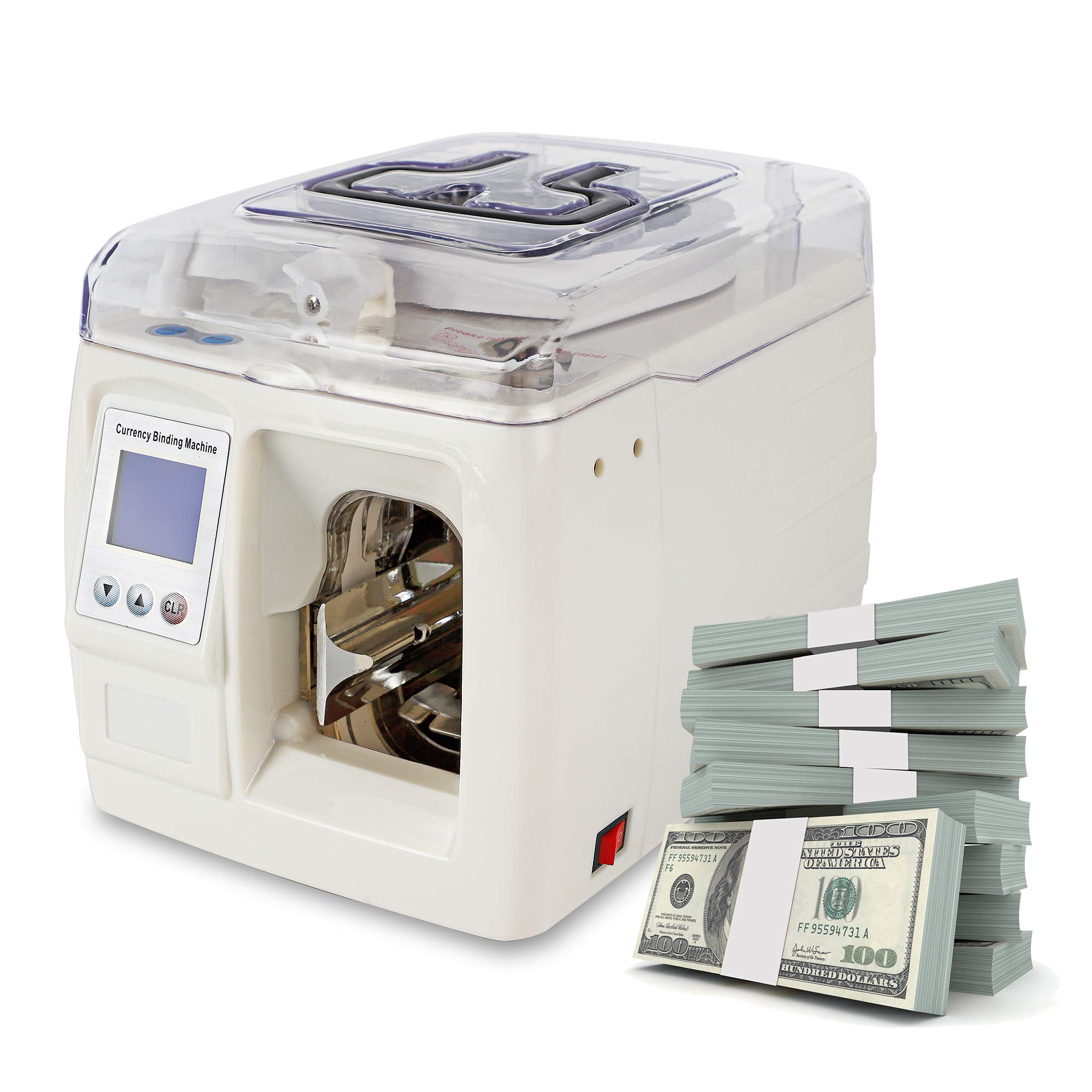 CGOLDENWALL Banknote Strapping Machine with LCD Display - Portable Money Binder for Cash, Bills & Invoices - 110V/220V Currency Bundle Tool for Banks, Retail Stores & Small Businesses
