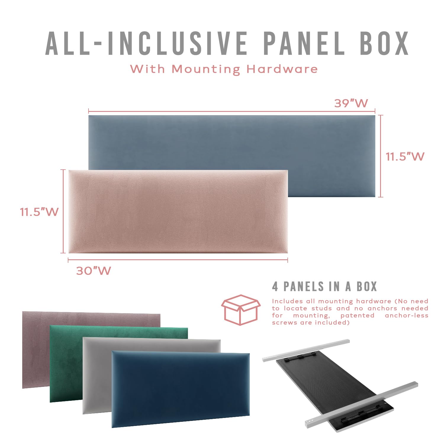 Vänt Upholstered Wall Panels - Queen/Full Size Wall Mounted Headboard with Zigrino Leather Oyster Finish - 30