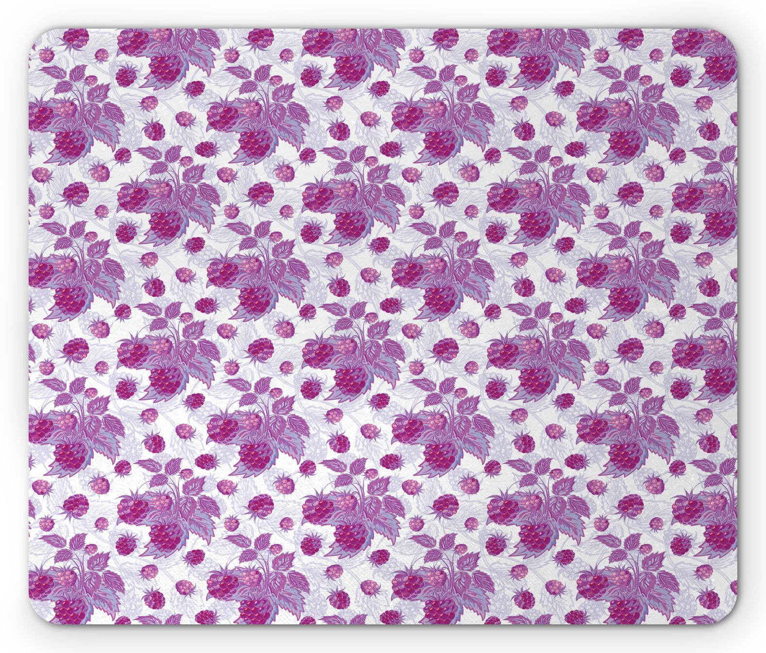 Ambesonne Purple Mouse Pad with Vibrant Raspberry Branches & Leaves Design - Non-Slip Rubber Base, Standard Size Computer Mousepad for Office & Gaming - Nature Inspired Fruit Art Illustration in Violet & Purple Shades