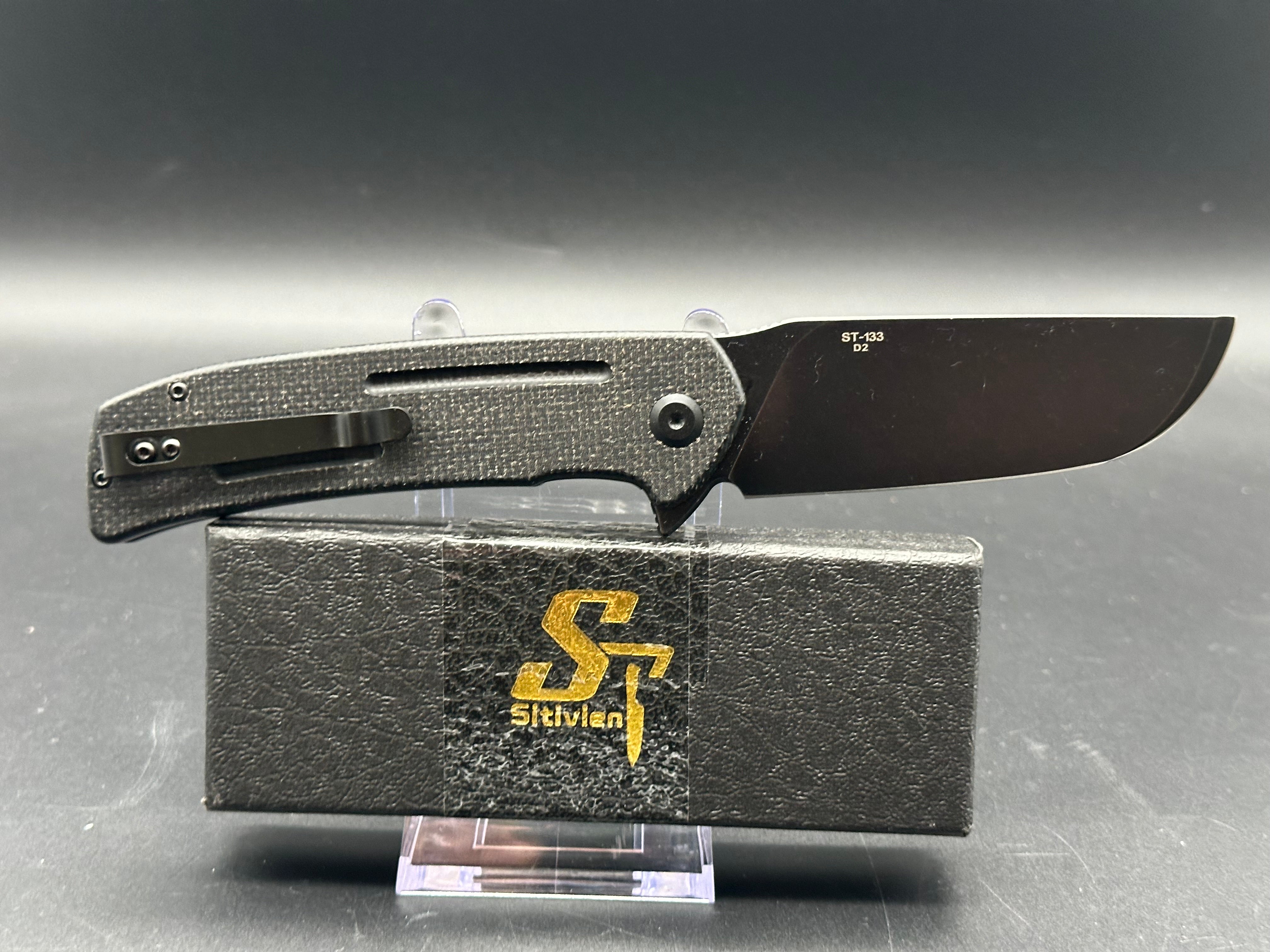 Sitivien ST133 Folding Pocket Knife - D2 Steel Blade, Micarta Handle - EDC, Camping, Hunting & Outdoor Survival Tool